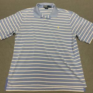 Ralph Lauren Polo shirt men’s Large blue white stripe short sleeve cotton